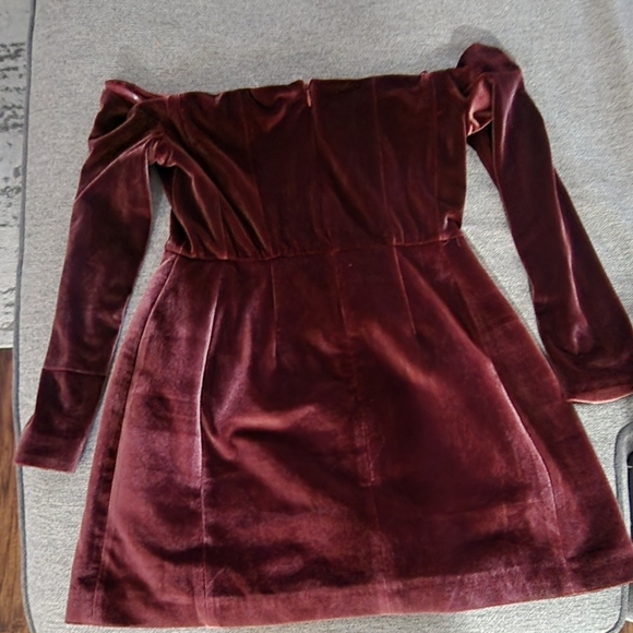 Hutch‎ Anthropologie Long Sleebe Square Neck Mini Dress Velvet Red Rouge - Picture 5 of 8